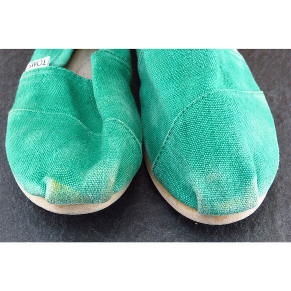 Toms Size 6.5 M‎ Round Toe Green Flats Fabric Women - Picture 2 of 7
